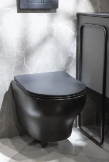 Подвесной унитаз Boheme Fiore 978-SET-B безободковый смыв торнадо чёрный матовый